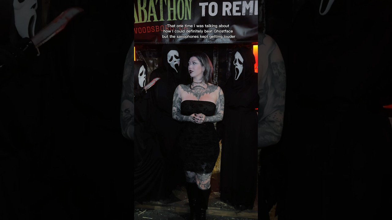 Me v 3 Ghostfaces…who’s winning??😂 @LionsgateMovies loved celebrating Scream 4 VHS and Steelbook!