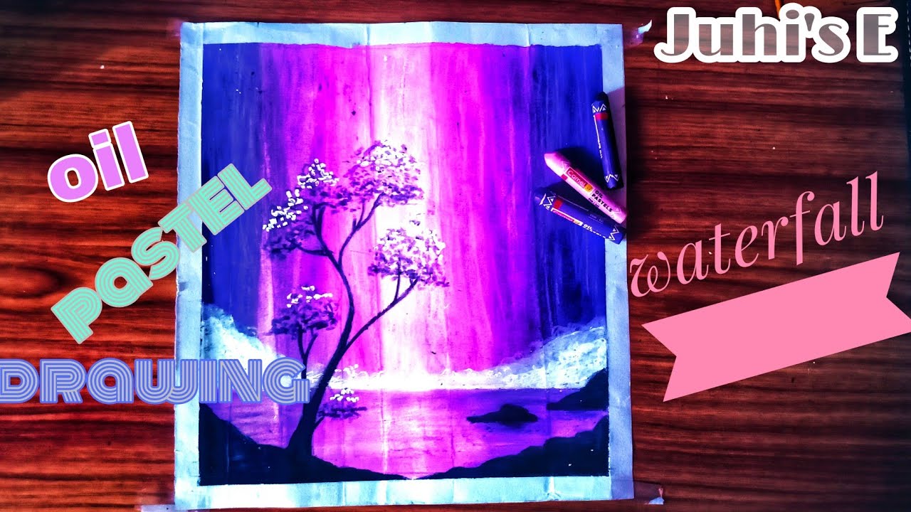 💜💜Waterfall ☔☔💜💜//easy drawing //oil pastel 🌈 inspired by deepak art