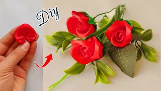 DIY satin ribbon roses 🌹| how to make flower with satin ribbon easily
