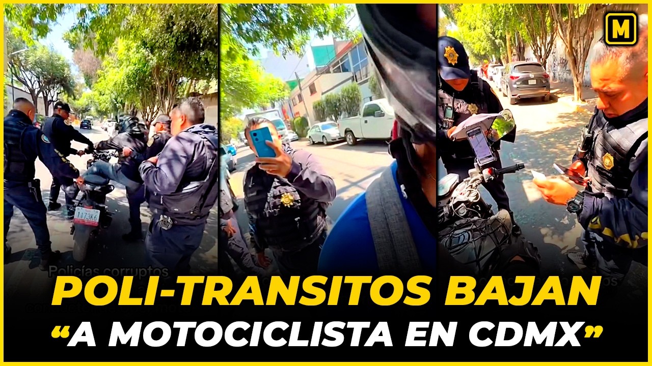 Policías usan fuerza para bajar a Motociclista de su unidad 🏍