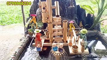 Guồng nước tiểu cảnh bằng ống nhựa PVC, câu cá,xe đạp,cưa cũi,giã gạo,tiểu cảnh ống nhựa bamboo