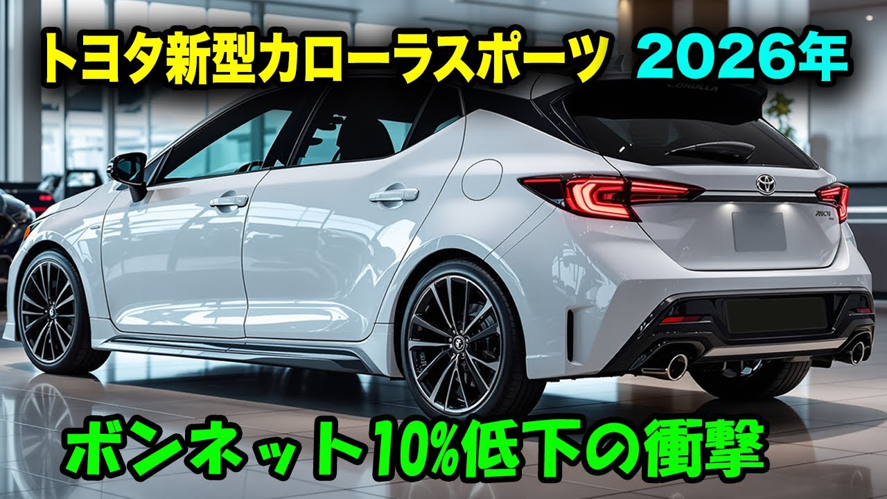トヨタ新型カローラスポーツ2026年3月登場！革命的な低ボンネット設計と新世代1.5Lエンジンで燃費32km/L達成！