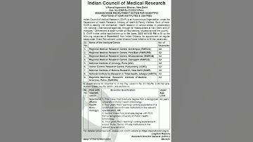 Various Vacancies of Scientist C in ICMR