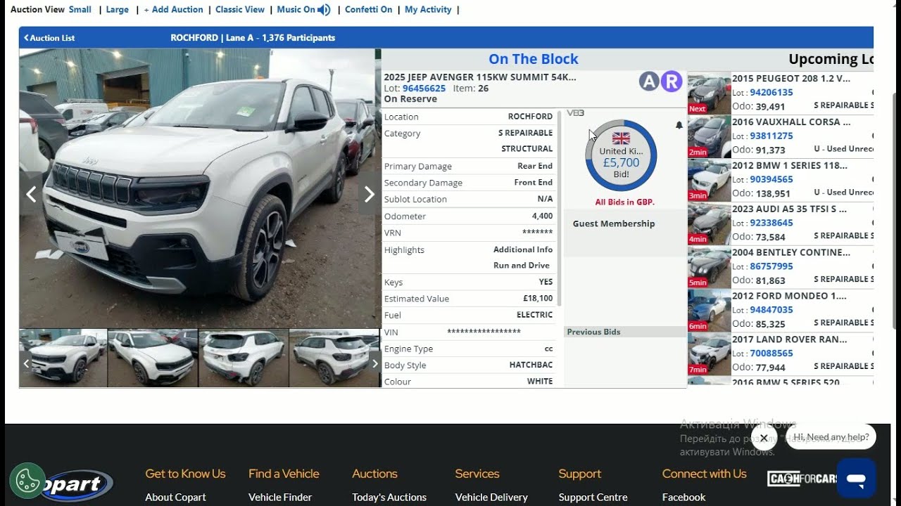Live Copart UK Car Auction | Real Bidding & Final Prices