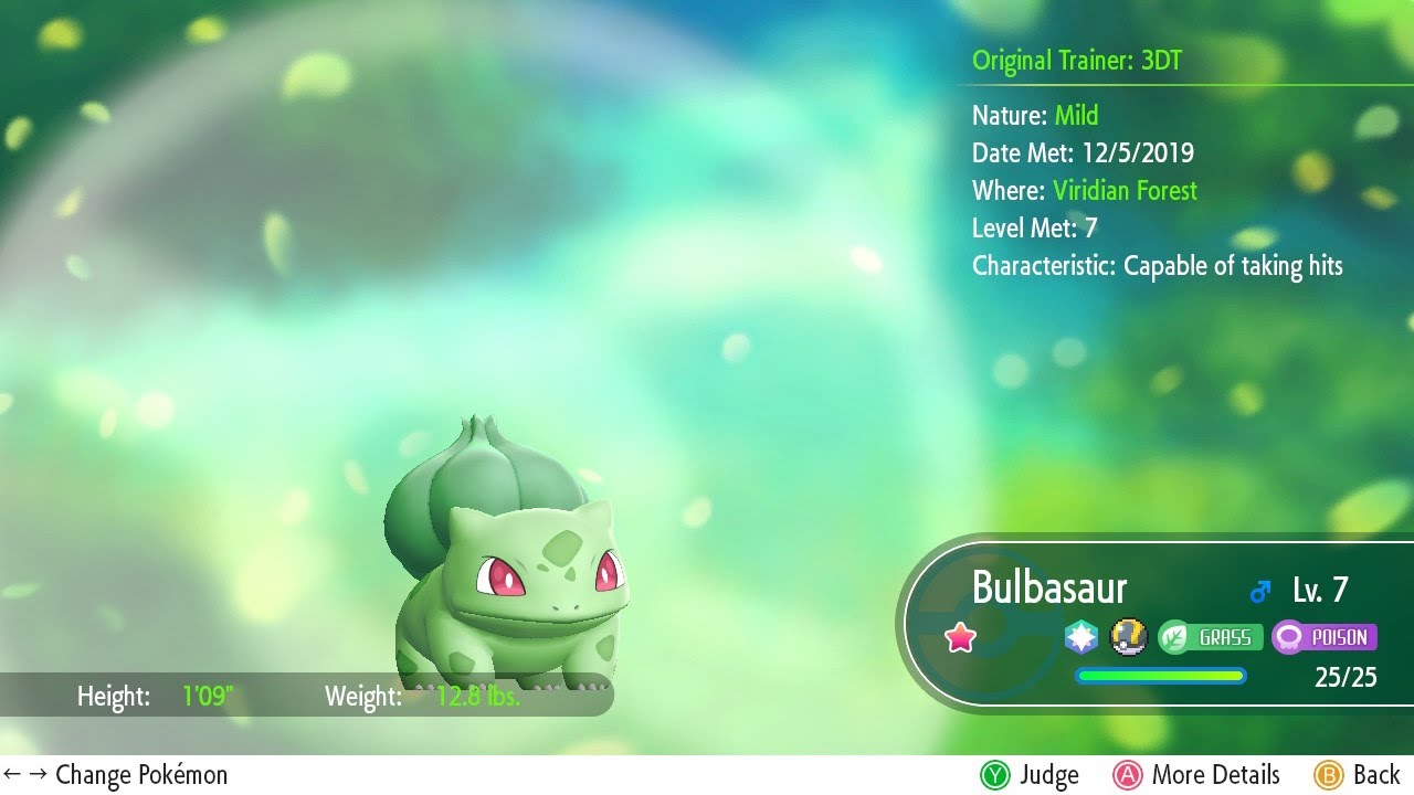 001 Bulbasaur Shiny 01 Pokemon Let's Go Viridian Forest. YouTube