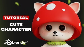 Modeling Cute Mushroom Cat Character in 3D ! Blender Tutorial For Beginners