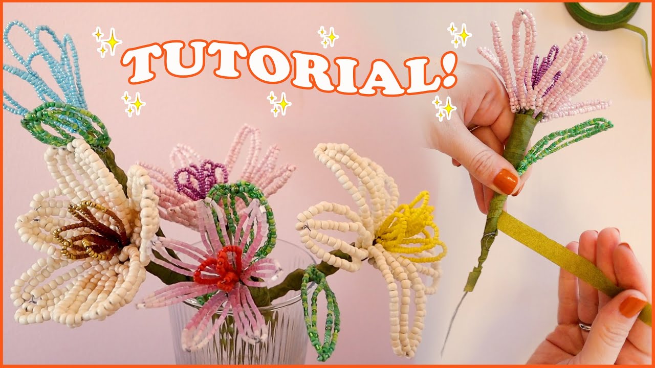 Cómo hacer flores de abalorios! - french beaded flowers - Tutorial paso a paso