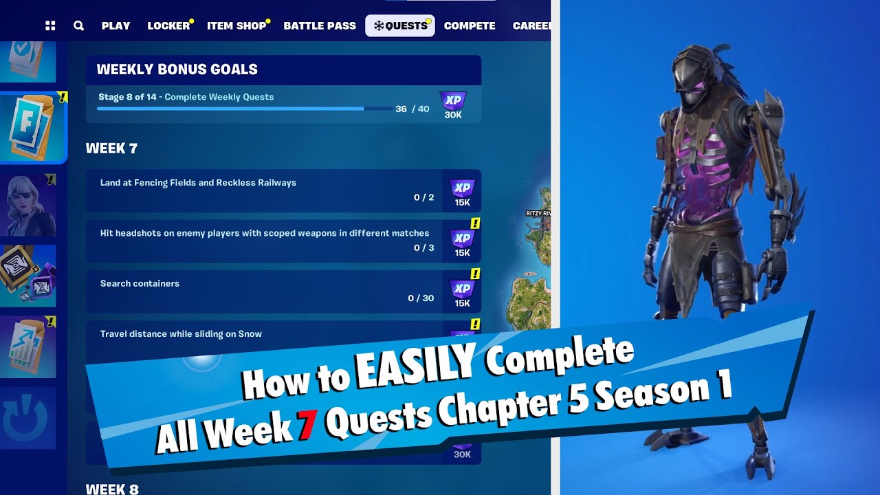 Fortnite All week 7 Quests Guide Chapter 5 Season 1 - YouTube