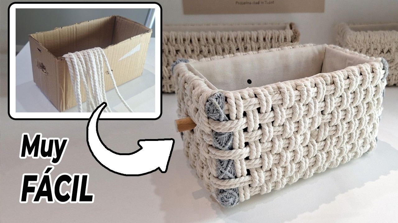 Decora con cuerdas una caja de cartón/Coqueta Macramé