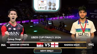 Jonatan Christie (INA) Vs Nadeem Dalvi (ENG) | Badminton Thomas Cup 2024