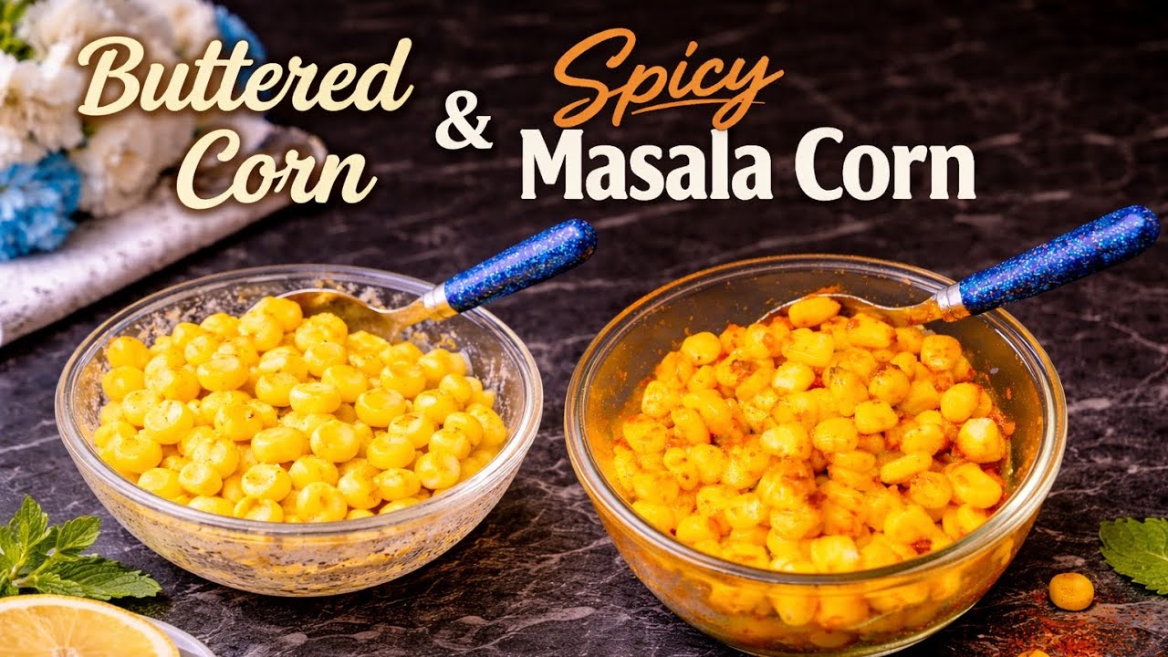 Street style butter corn 2 ways_Desi masala & buttered corn 🌽 l Sweet Corn Recipe l Sweet Corn chat