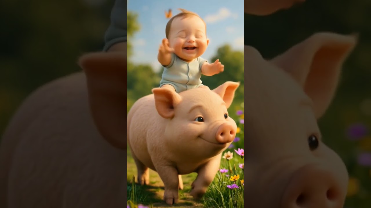 Ai Cute Baby and pig animation Cartoon #ai #funny #animatedcartoon