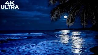 Dark Ocean Waves at Night π Calm ASMR Beach Ambience for Relieve Stress & Drift Into Deep Sleep