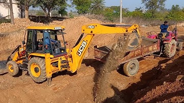 JCB Backhoe Fully Loading Mud In Mahindra Yuvo 415DI Tractor | Jcb Backhoes | Jcp Tractor Cartoon