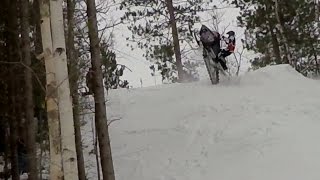 Crazy Snowmobile Hill Climbing Crash Into Trees | JUST SNOWMOBILES