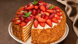 PERFECT HONEY CAKE with Strawberries! Melts in Your Mouth and Wins You Over from the First Bite!