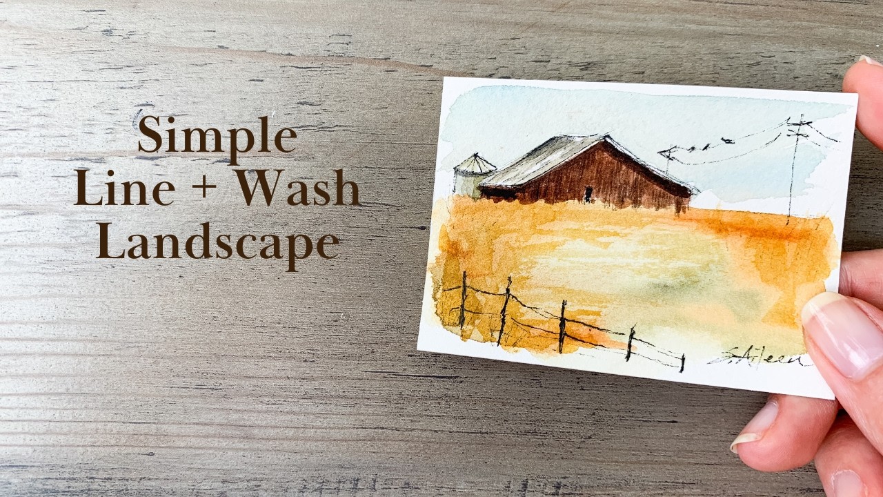 Real-Time Watercolor Barn Painting | Line & Wash Landscape - YouTube