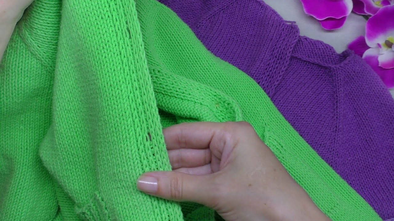 Отверстие на цельновязаной планке для пуговицы. Петля для пуговицы спицами.