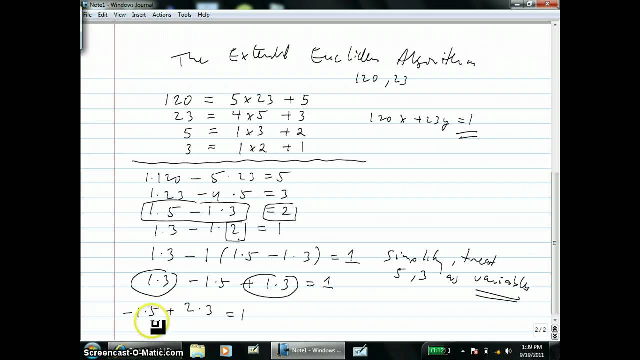 extended euclidean algorithm code