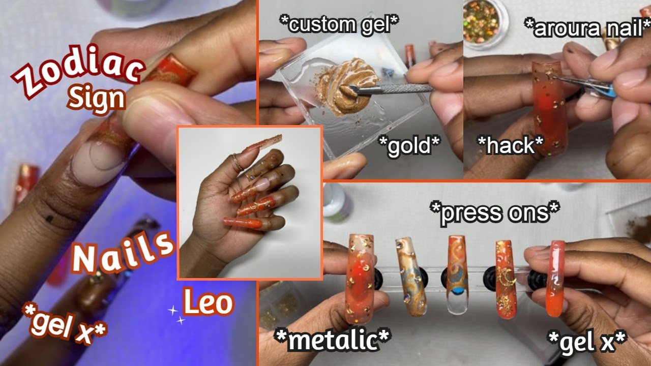 ZODIAC SIGN Nails! August LEO GEL X NALS! Shaday Beauty LEO NAILS