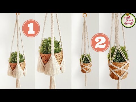 Makrome sarkaç yapımı/makrome çiçeklik yapımı/makrome saksılık/macrame plant hanger/makrome sarkıt