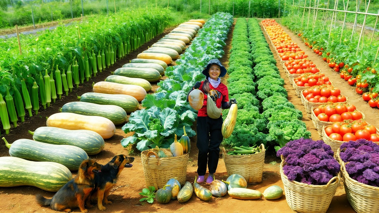 Harvest: Pumpkin, Okra, Kale, Tomatoes, Purple Kale To Sell And Cook – Farm Life