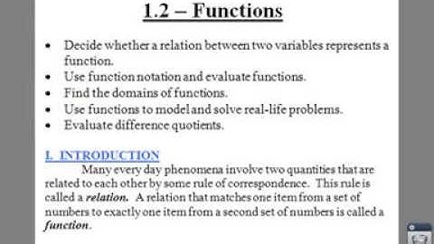 PC: 1.2 Notes: Intro and Example 2 - Testing for Functions Represented Algebraically