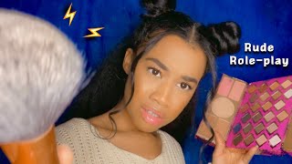 [ASMR] Fast & Aggressive Make-up Application | Rude Make-up Artist Role-play⚡️💄