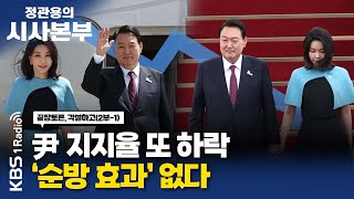 정관용의 시사본부] 각설하고(1) 윤석열 지지율 또 하락 '순방 효과' 없다 | 윤기찬 부위원장, 서용주 상근부대변인 | KBS  220702 방송 - YouTube