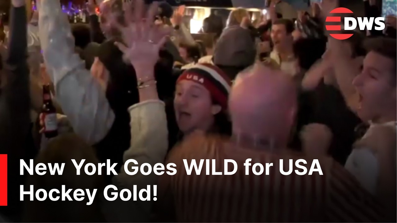 INSANE REACTION: NYC Bar Erupts as Team USA Wins Olympic Hockey Gold Over Canada | AD1Z