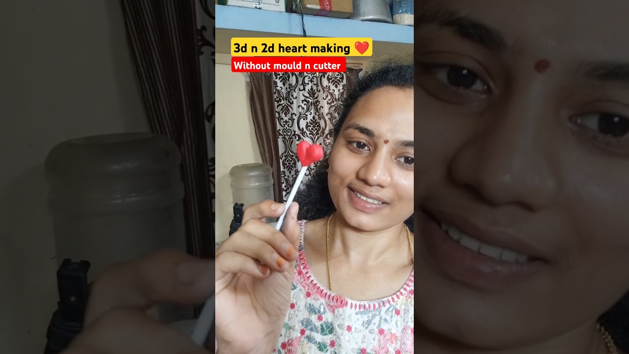 3d n 2d heart making with fondant without mould n cutter,