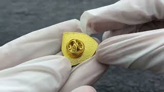 1915-Custom Gold Plated Shield Embossed Metal Lapel Pin