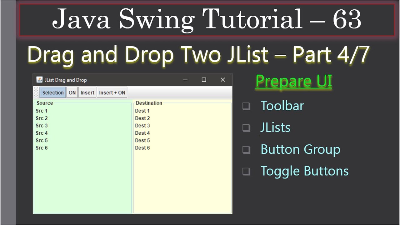 Drag & Drop of JLists | Part 4 of 8 Preparing the UI | Swing Tutorial ...