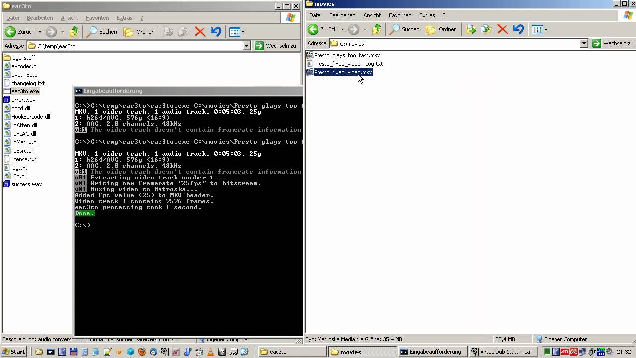 How to fix .mkv with VFR (playing too fast in hardware mediaplayer