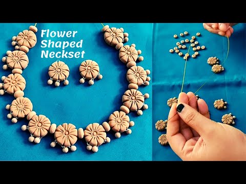 Air Dry Clay Terracotta Jewelry Making | Easy Flower shaped Neckset without Mould | Classy