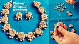 Air Dry Clay Terracotta Jewelry Making | Easy Flower shaped Neckset without Mould | Classy Ramya