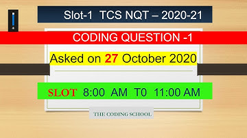 TCS NQT Coding Question Asked on 27-October 2020 in Slot-1[Solved]||The Coding School|PrepDrive.in.