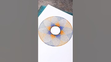 #31 Geometric Spirograph Line Drawing Orange&Blue