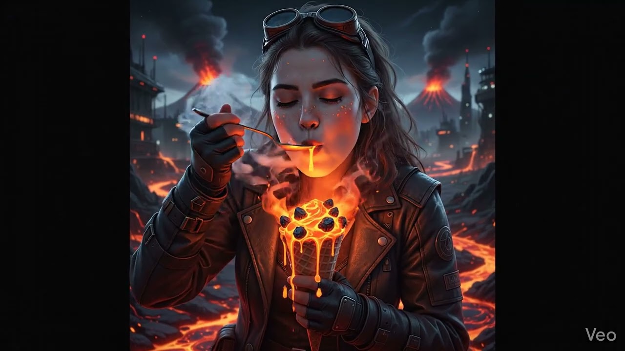 A girl eating lava ice cream ASMR 