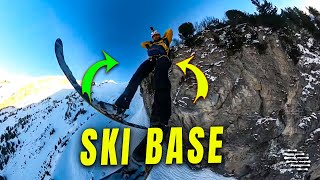 Ski BASE Jumping and Thrilling Descent Amidst the Snow