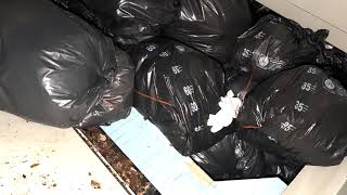Prepare Compactor with the many black bags (4K)
