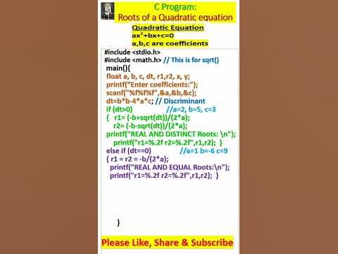 roots of quadratic equation in c | C program of quadratic equation | # ...