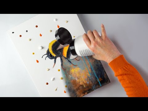 Unbelievable TEXTURED Bumblee Art - Step by Step Acrylic Painting + 3D | AB Creative Tutorial