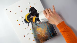 Unbelievable TEXTURED Bumblee Art  Step by Step Acrylic Painting + 3D | AB Creative Tutorial