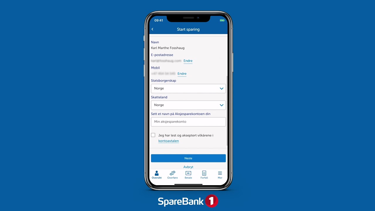 Slik oppretter du aksjesparekonto i mobilbanken