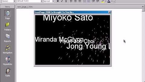 FrontPage 2000 Easter Egg - Development Team and Fireworks