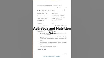 Ayurveda and Nutrition | VAC | SEM 1 3 | REGULAR | DU | NEP | 2024