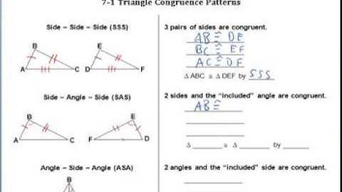 Notes 7-1 Triangle Congruence Patterns