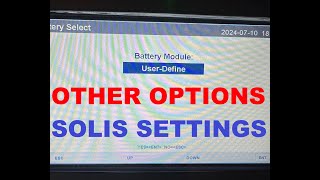 Solis Inverter Battery Settings (other options)