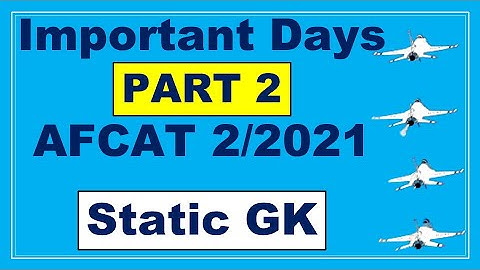 Important Days for AFCAT 2021 (Part 2) | Static GK
